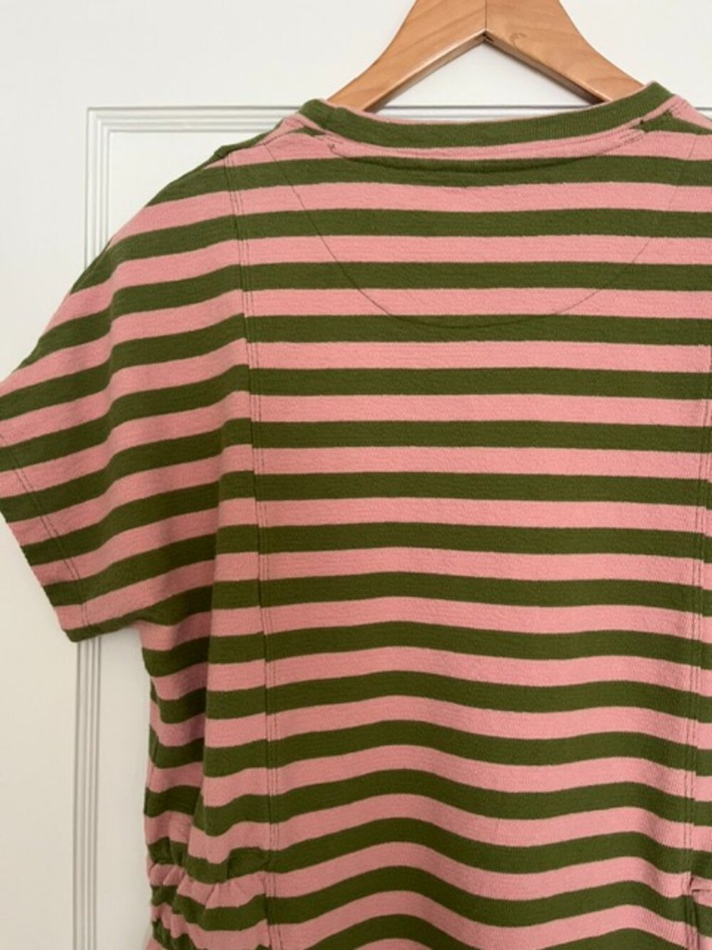 KOMODO Una Organic Cotton Mini Dress in Pink and Green Stripe | Size 6 - Picture 9 of 12
